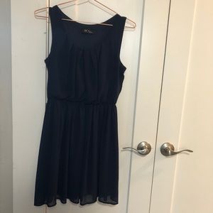 Navy Blue Defined Waist Dress